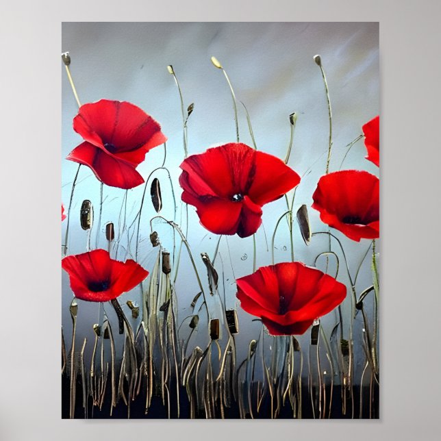 Poster Flores, Papagaio Vermelho, Arte (Frente)