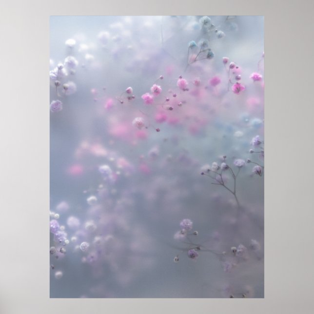 Poster Flores pastéis suaves em desfoque sonhador (Frente)