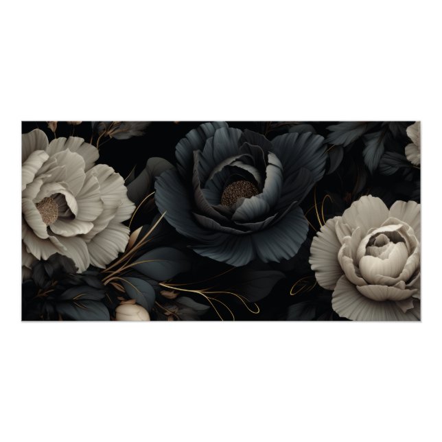 Pôster Flores Pretas e Brancas (Frente)