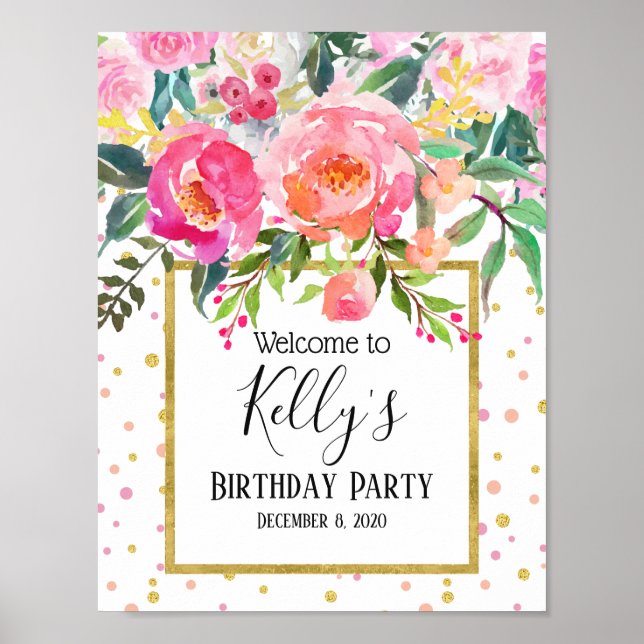 Poster flores primaveris, floral, sinal de boas-vindas (Frente)