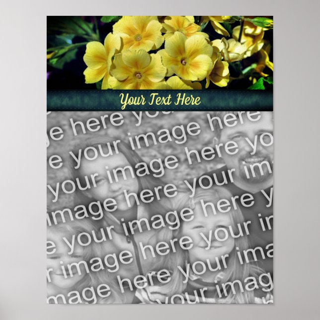 Poster Flores Primrose Adicionam a Foto Personalizada (Frente)