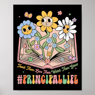 Poster Flores Principais Retro Ensine-os Ame-os Observe