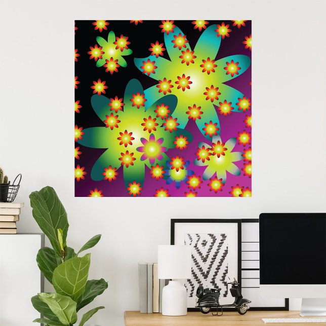 Poster Flores Retro Coloridas (Criador carregado)