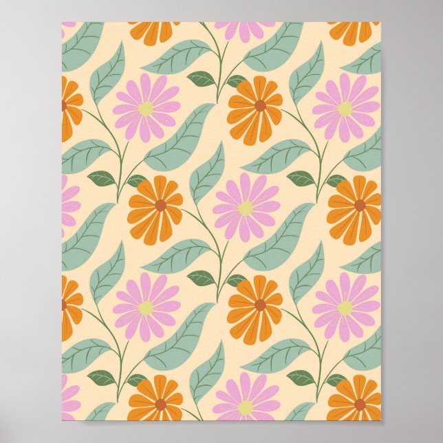 Poster Flores retro de primavera (Frente)