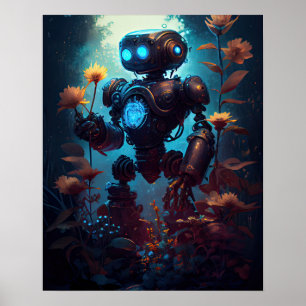 Poster Flores Robot Holding