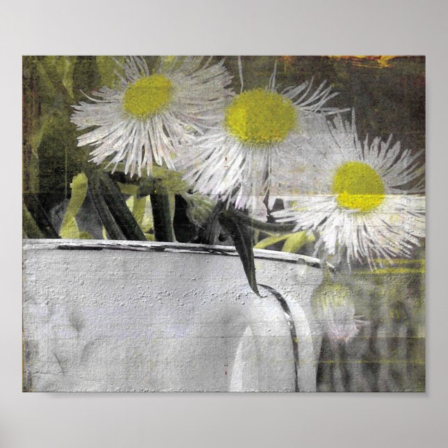 Pôster Flores rosa Bonito e vivas no Teacup (Frente)