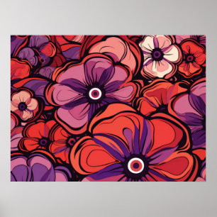 Poster Flores rosa e roxa