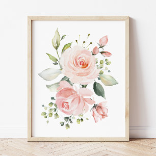 Poster Flores Rosa, Flores De Aquarela, Enfermeiro Rapari