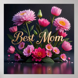 Poster Flores Rosa Glamorosas Para A Mãe