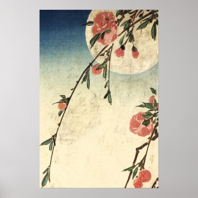 Poster Flores Rosa-Lua Completas Arte Vintage (Frente)