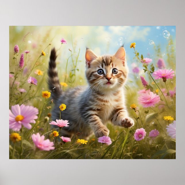 Poster *~* Flores Rosa Natureza Gatinho 5:4 Gatinhos Cat  (Frente)