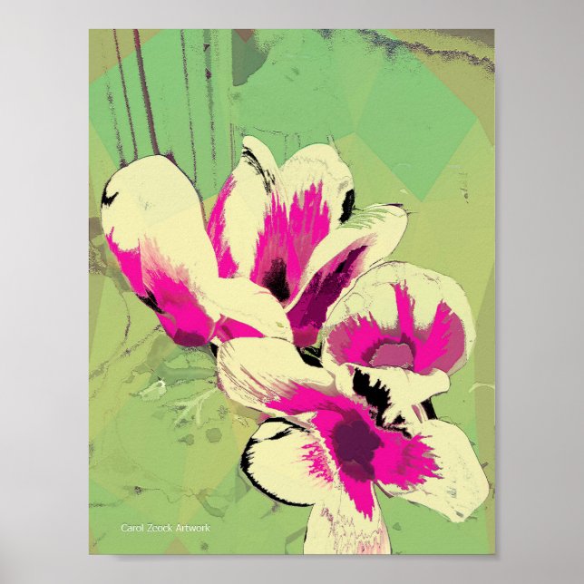 Poster Flores rosa pela artista de Ohio Carol Zeock (Frente)