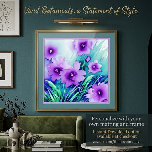 Poster Flores roxas aquarela