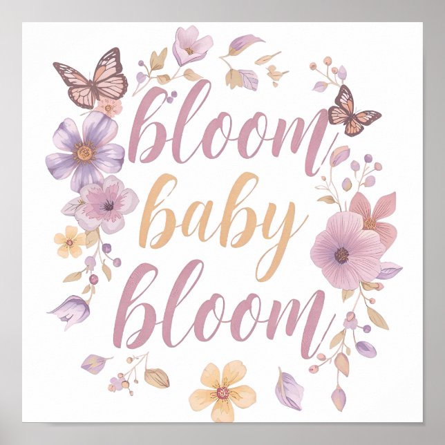 Poster Flores Roxas e Rosadas com Letra Dourada (Frente)