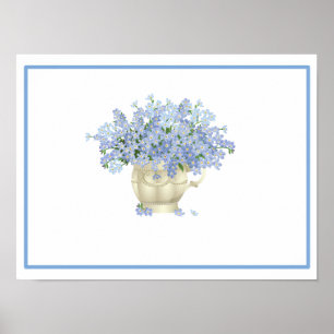 Poster Flores Roxas em um Vaso bege com borda