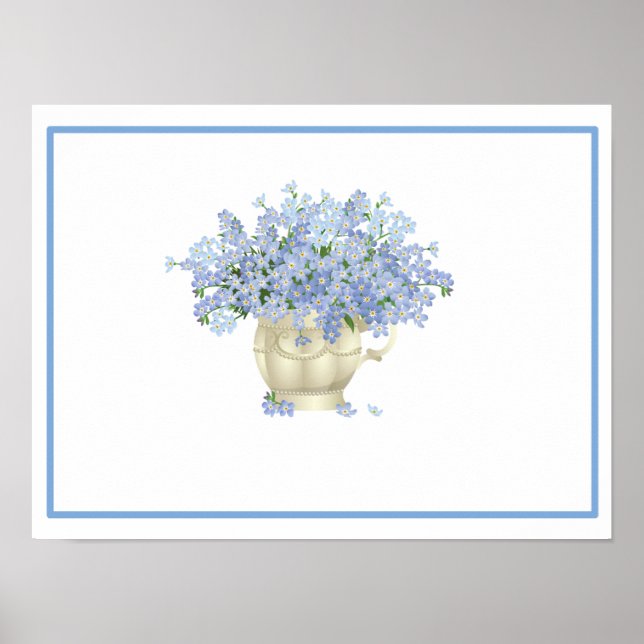 Poster Flores Roxas em um Vaso bege com borda (Frente)
