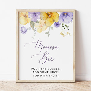 Poster Flores Roxas, Flores Amarelas, Boho, Bar Momosa