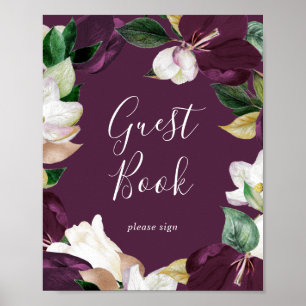 Poster Flores Roxas Sombrias   Sinal de Livro de Hóspedes