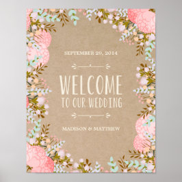 Pôster Flores Rústicas | Placa de Recepção de Casamento
