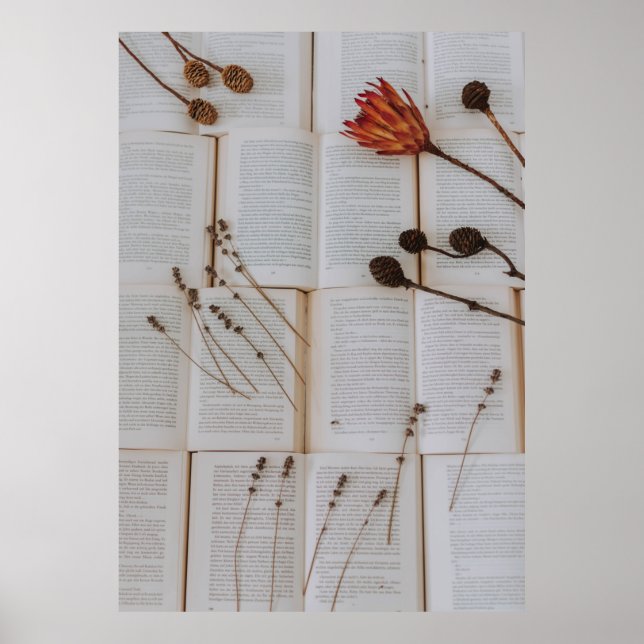 Poster Flores secas em livros (Frente)