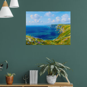 Poster "Flores selvagens acima do mar" - Uma paisagem mar