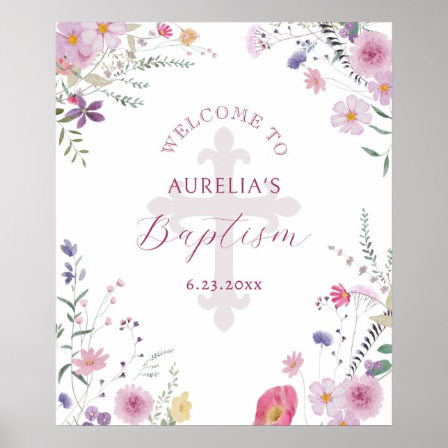 Poster Flores selvagens Baptism Bem-Vindo (Frente)