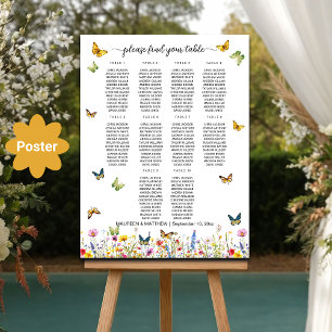 Poster Flores Selvagens Borboletas 10 Mesas