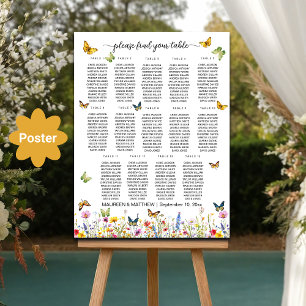 Poster Flores Selvagens Borboletas 14 Mesas