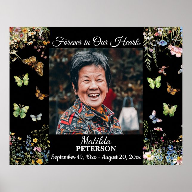 Poster Flores Selvagens Borboletas Celebração Da Vida (Frente)