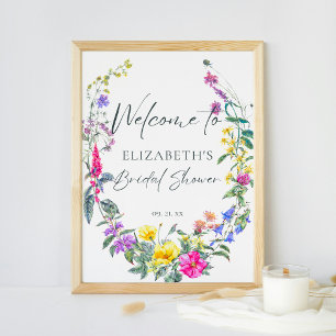 Poster Flores Selvagens Coloridas Caligrafia Floral Boas-