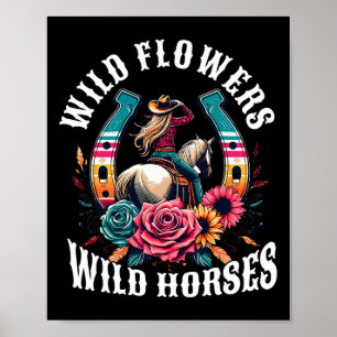 Poster Flores Selvagens de Cavalos Soltos - Ho Selvagem
