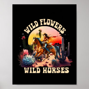 Poster Flores Selvagens de Cavalos Soltos - Ho Selvagem