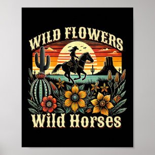 Poster Flores Selvagens de Cavalos Soltos - Ho Selvagem