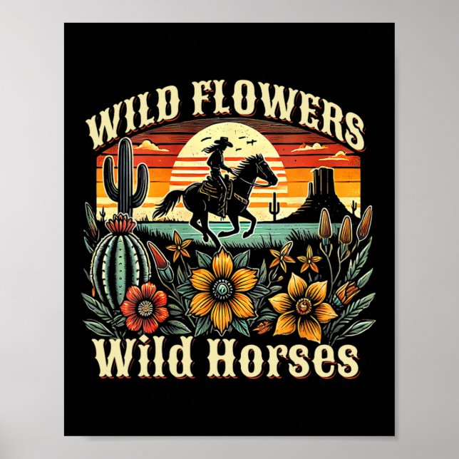 Poster Flores Selvagens de Cavalos Soltos - Ho Selvagem (Frente)