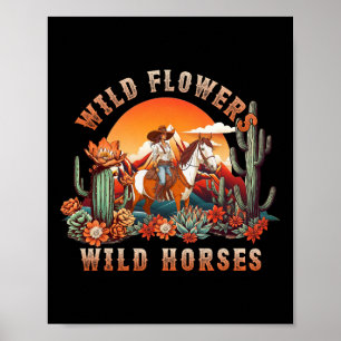 Poster Flores Selvagens de Cavalos Soltos - Ho Selvagem