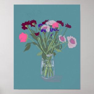 Poster Flores Selvagens do bonito Sweet Boho +Nome Person