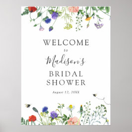 Poster Flores selvagens e sinal de boas-vindas ao Chá de 