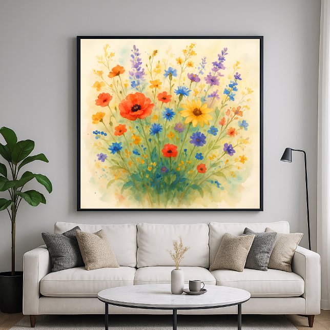 Poster Flores Selvagens - Estilo de Pintura por Aquarela (Criador carregado)