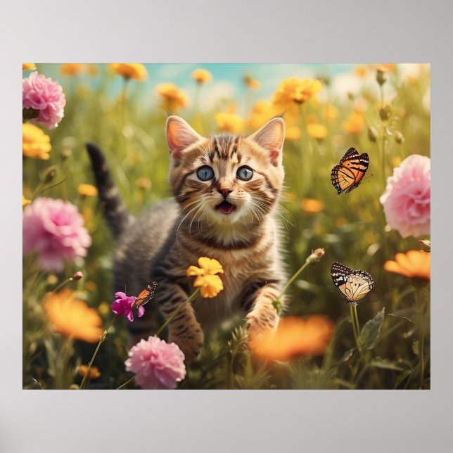 Poster *~* Flores Selvagens Gatinho 5:4 Sky Kitten Cat AP (Frente)