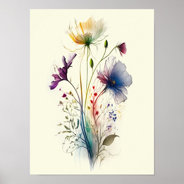 Poster Flores Selvagens Modernas e Elegantes (Frente)