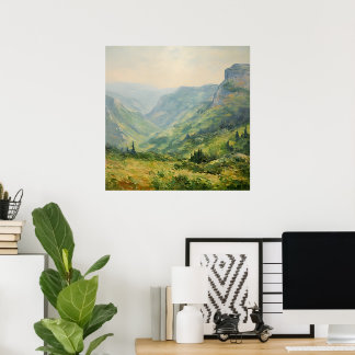 Poster Flores Selvagens Montanhas Paisagem-Impressionismo