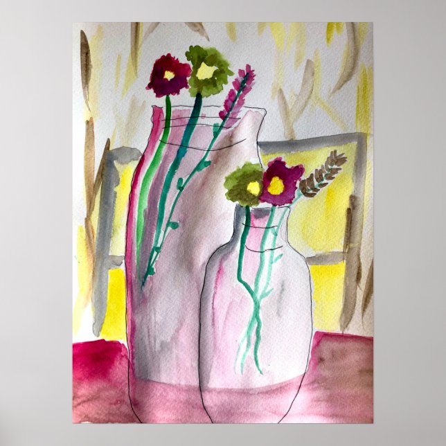 Poster Flores selvagens na vase abstrato art (Frente)