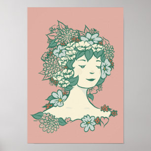 Poster Flores selvagens - Zinny - Rosa