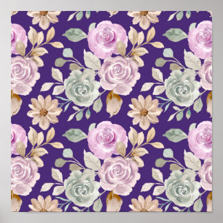 Poster Flores Sem Costura