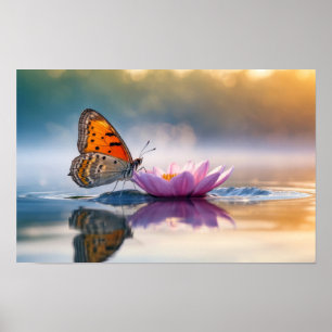 Poster Flores Serenes Coloridas Da Vida Selvagem Da Borbo