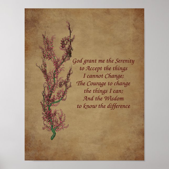 Pôster Flores Serenity Prayer Inspirational (Frente)