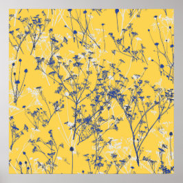 Poster Flores silvestres Abstrato modernas de amarelo-mos