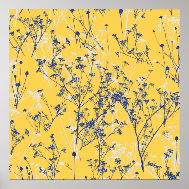 Poster Flores silvestres Abstrato modernas de amarelo-mos (Frente)