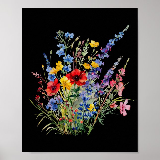 Poster Flores silvestres bonitas, amantes da Natureza (Frente)