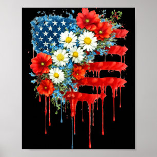 Poster Flores Silvestres da Bandeira Americana de 4 de Ju
